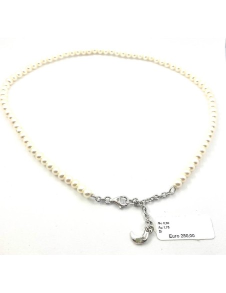 Collana in perle bianche Mimì elastica con Luna - C0M026A1