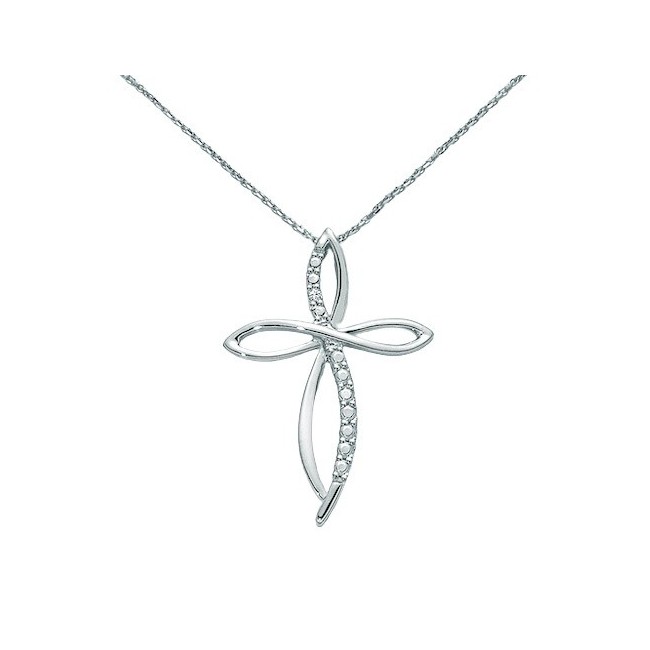 Miluna Halskette aus Weißgold mit Interlace Cross und Diamant CLD3947