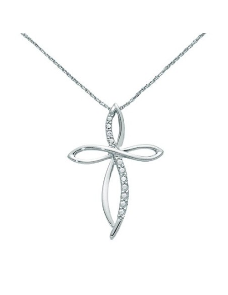 Miluna Halskette aus Weißgold mit Interlace Cross und Diamant CLD3947