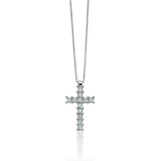 Miluna white gold necklace with cross and diamonds - CLD4223