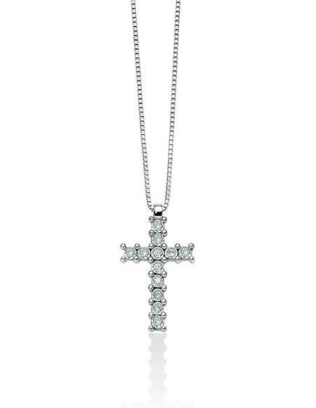 Miluna white gold necklace with cross and diamonds - CLD4223