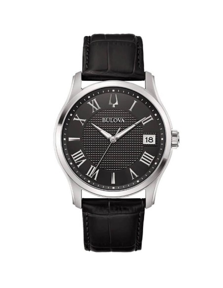 Bulova Wilton time only watch in black leather 96B390
