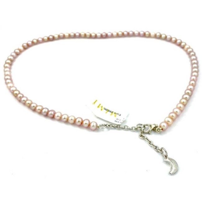 Mimì elastic necklace in lilac pearls and moon - C0M026A3