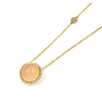 Mimì Abbracci necklace in pink gold with pink chalcedony and diamonds