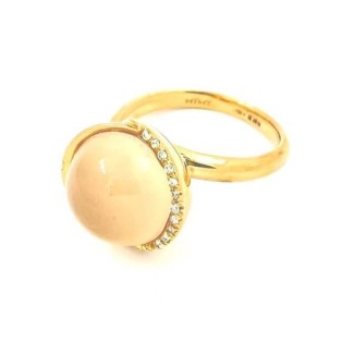 Anello Mimì Abbracci in oro rosa con Calcedonio rosa e diamanti