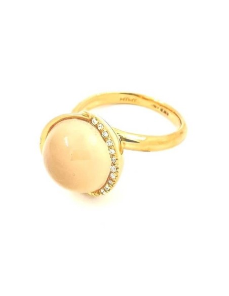 Anello Mimì Abbracci in oro rosa con Calcedonio rosa e diamanti