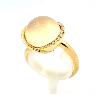 Mimì Abbracci ring in pink gold with pink chalcedony and diamonds 2