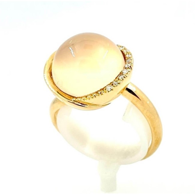 Mimì Abbracci ring in pink gold with pink chalcedony and diamonds