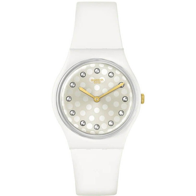 Swatch Sparkle Shine weiße Uhr mit Zirkonen - SO31W109