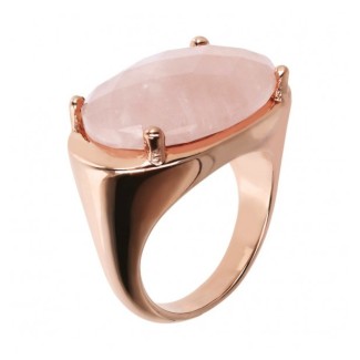 Bronzallure oval rose quartz ring - WSBZ01796