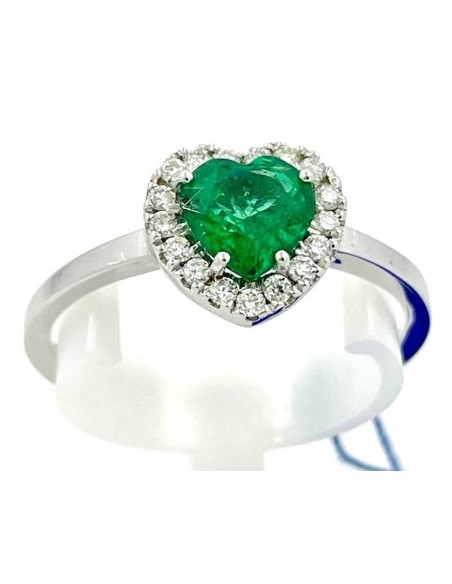 Anello con Smeraldo a Cuore e diamanti naturali - AY759B