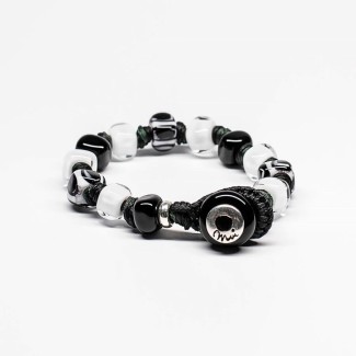 Bracciale Moi Gala con pietre in vetro nero e bianco unisex