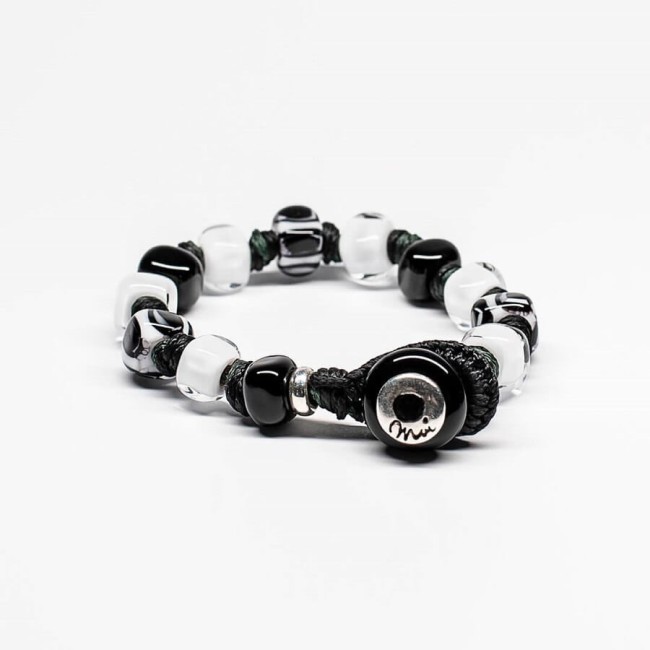 Bracciale Moi Gala con pietre in vetro nero e bianco unisex