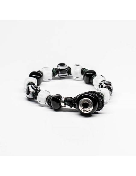Bracciale Moi Gala con pietre in vetro nero e bianco unisex
