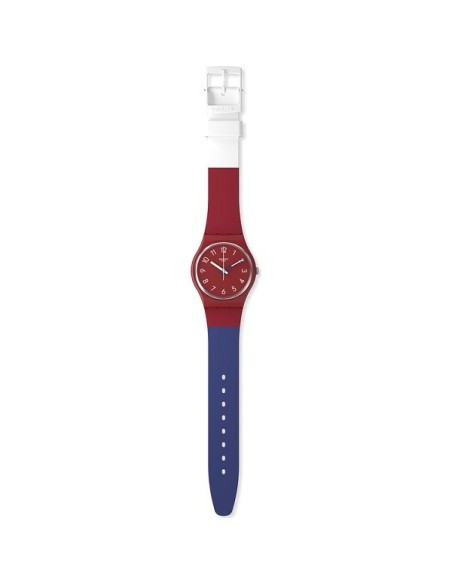Swatch Watch Color Block Blue, Red and White SO28R112
