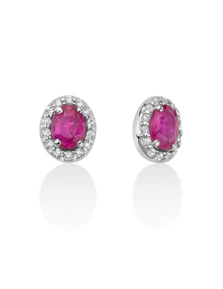 Miluna earrings with rubies and diamonds in white gold - ERD2395