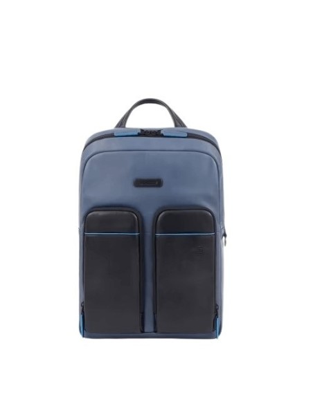 Piquadro Rucksack für PC und iPad B2V aus blauem Leder CA5575B2V/BLBL