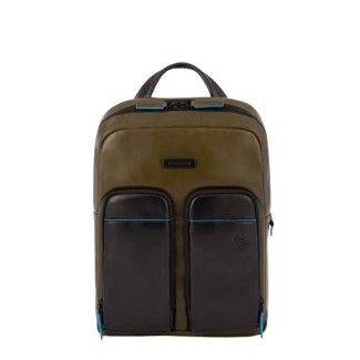 Piquadro B2V Rucksack aus grünem und schwarzem Leder - CA5575B2V/VEN