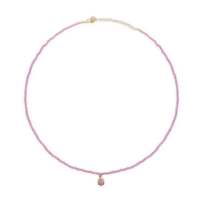 Rue Des Mille pink zircon necklace with pendant - GRZ014M2AU