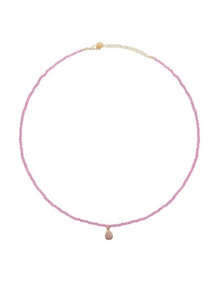 Rue Des Mille pink zircon necklace with pendant - GRZ014M2AU