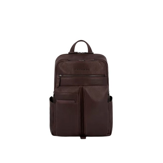 Piquadro Dark brown leather backpack Paavo line CA6029S122/TM