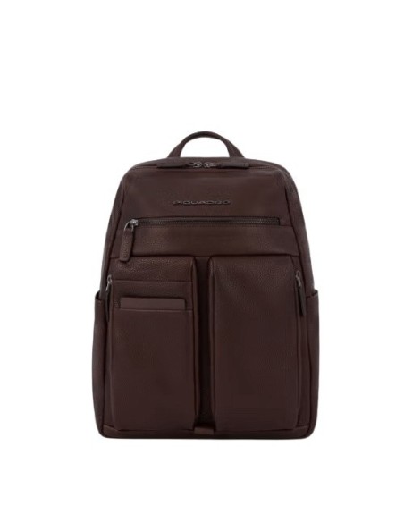 Piquadro Dark brown leather backpack Paavo line CA6028S122/TM