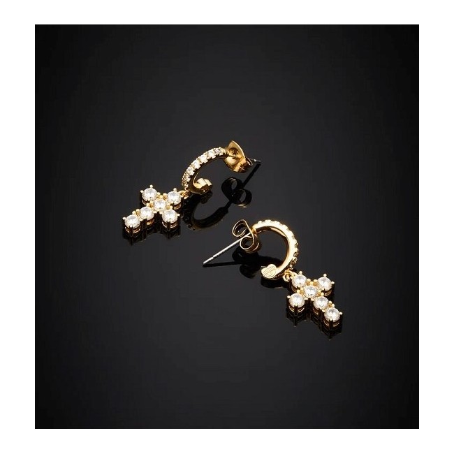 Chiara Ferragni Bold Cross earrings with golden cross circle J19AWC12