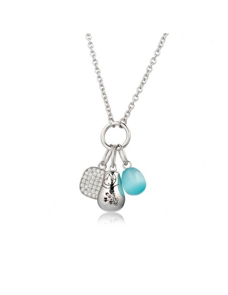 Tsars Collection Olga necklace with light blue egg and pendants