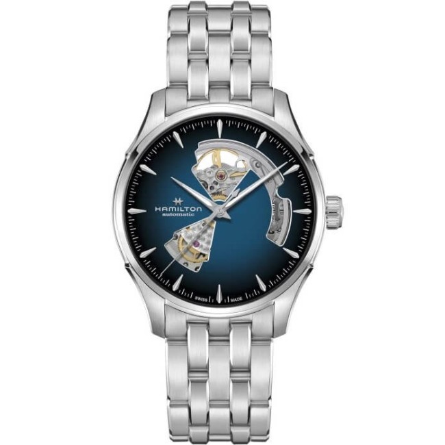 Hamilton Jazzmaster Open Heart watch blue, steel H32675140