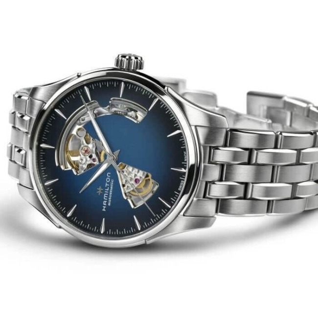 Hamilton Jazzmaster Open Heart watch blue, steel H32675140