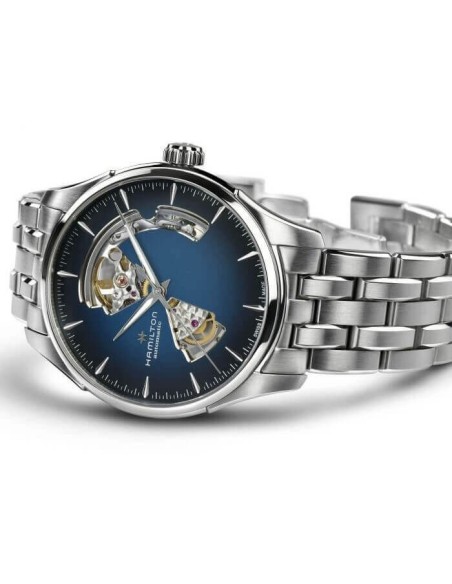 Hamilton Jazzmaster Open Heart Uhr blau, Stahl H32675140
