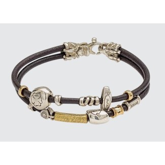 Breacciale Misani gioielli con doppio filo sottile, oro ed argento - B2009