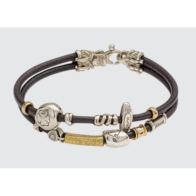 Breacciale Misani gioielli con doppio filo sottile, oro ed argento - B2009