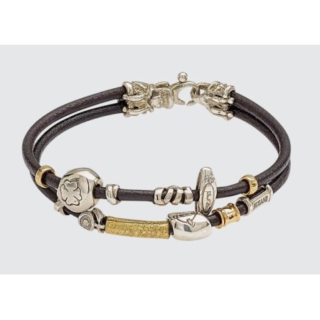 Breacciale Misani gioielli con doppio filo sottile, oro ed argento - B2009