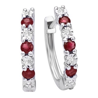 Bliss Jasime hoop earrings with Rubies and Diamonds 20073960