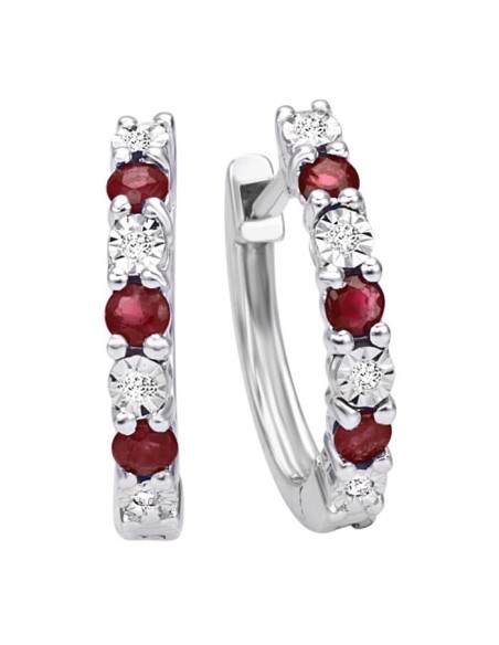 Bliss Jasime hoop earrings with Rubies and Diamonds 20073960