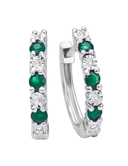 Bliss Jasime hoop earrings with Emeralds and Diamonds 20073980