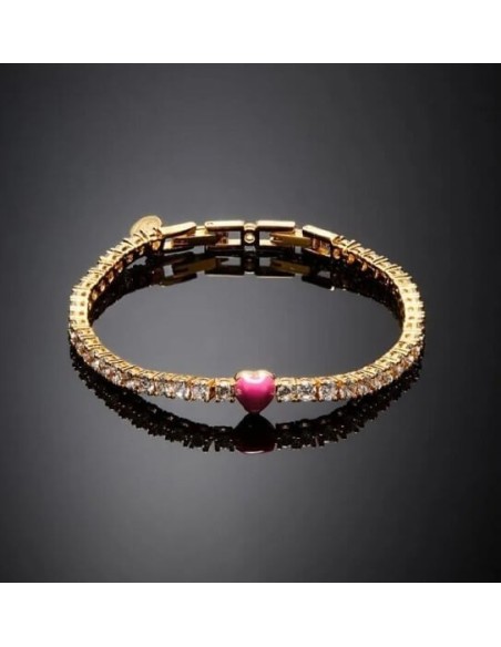 Chiara Ferragni Little Neon Heart Tennis Bracelet Pink Heart J19AWD08