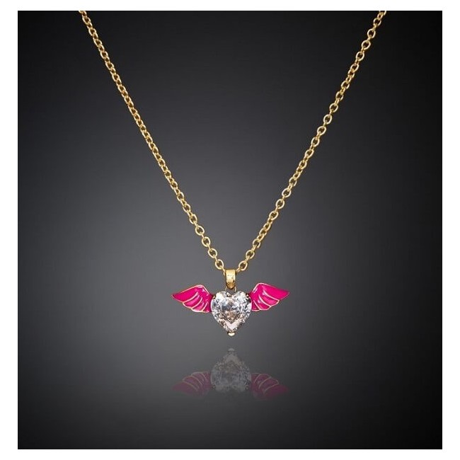 Chiara Ferragni Cupid necklace with pink heart and wings J19AVH05