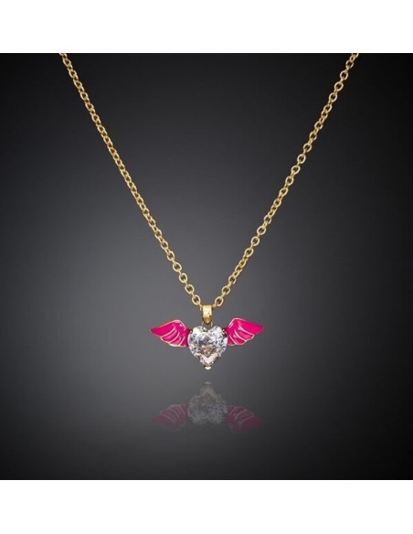 Chiara Ferragni Cupid necklace with pink heart and wings J19AVH05