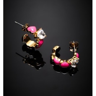 Chiara Ferragni Neon Little Heart Circle Earrings Pink Heart J19AWD05