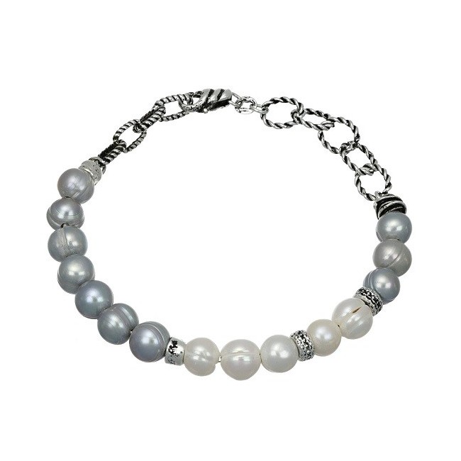 Giacomo Burroni bracciale uomo Indomitus con perle MBC0052