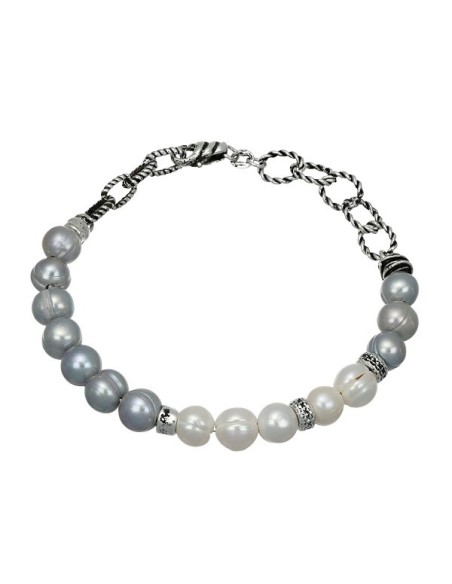 Giacomo Burroni bracciale uomo Indomitus con perle MBC0052