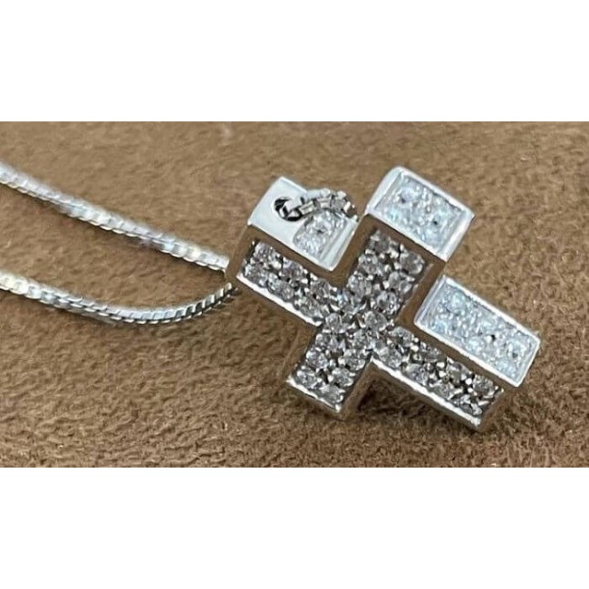 Salvini I Signs Cross Halskette mit seitlichen Diamanten - 20005870