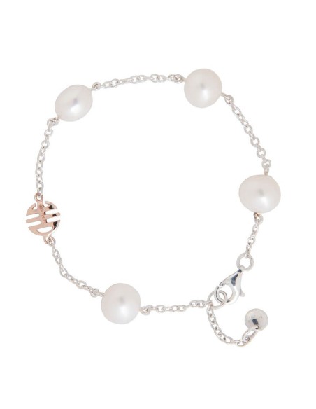 Mimi Nagai-Armband aus Silber und Roségold mit weißer Perle