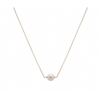Mimi Les Lulu white pearl necklace with rose gold star P23VLK1-80S