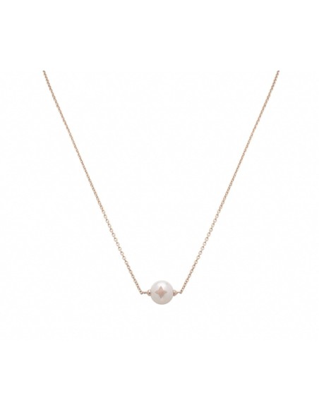 Mimi Les Lulu weiße Perlenkette mit roségoldenem Stern P23VLK1-80S