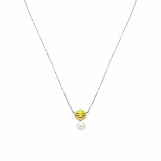Mimi OgniBene necklace in silver with yellow enamel and pearl - P23VOKGL1-42