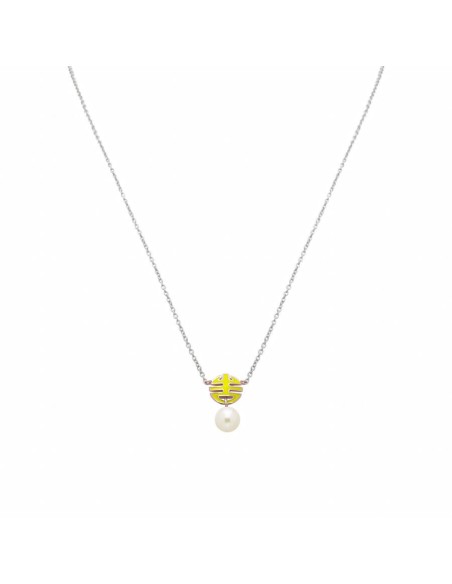 Collana Mimi OgniBene in argento con smalto giallo e perla  - P23VOKGL1-42