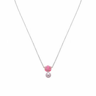 Mimi OgniBene necklace in silver with pink enamel and pearl P23VOKFC3-42